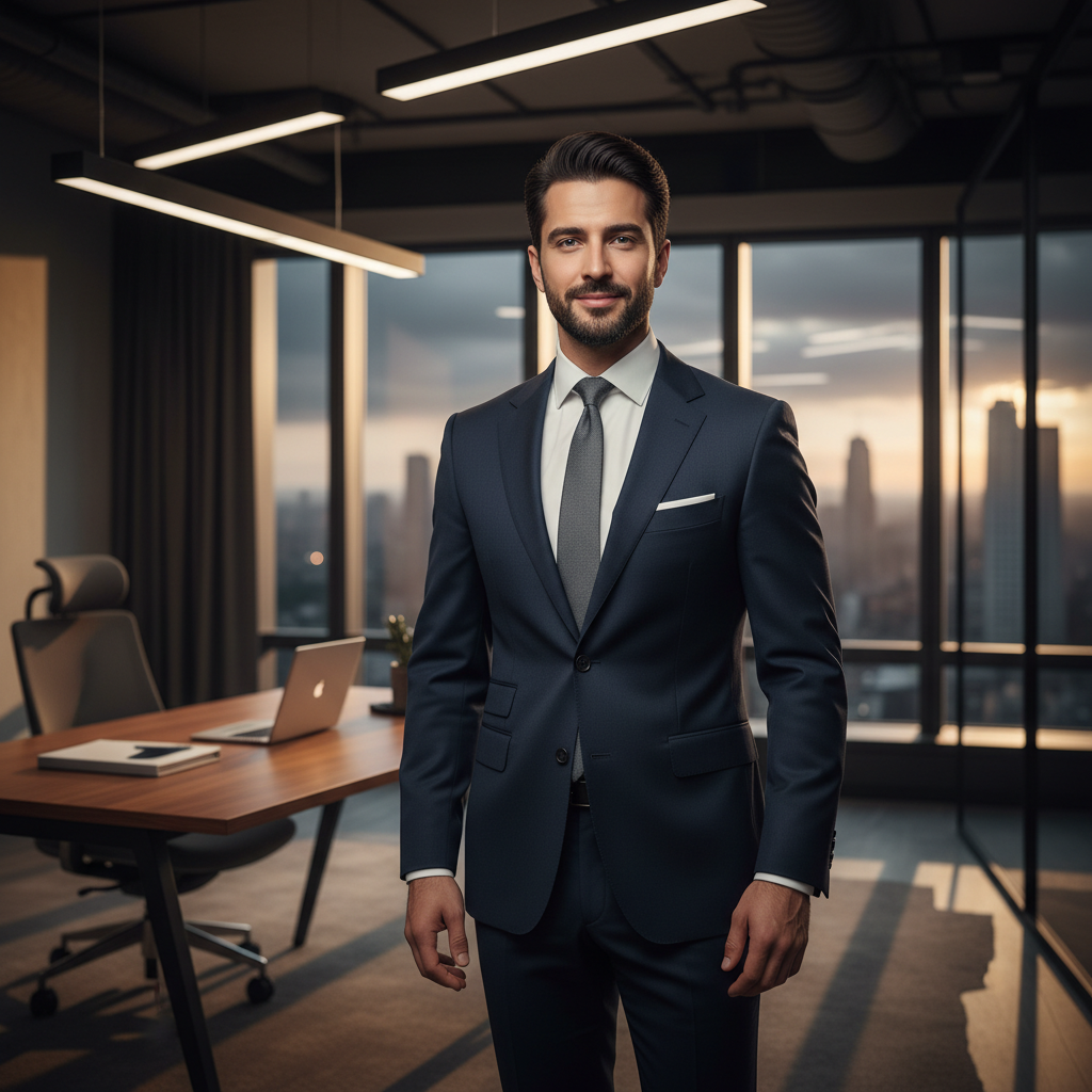 Homme s'entraînant en extérieur dans un parc verdoyant, performing des mouvements fonctionnels, tenue sportive simple, lumière de fin d'après-midi chaude et contrastée